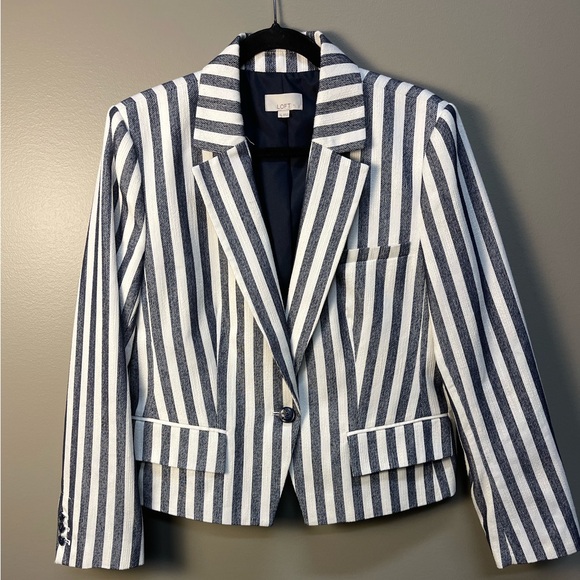 LOFT Jackets & Blazers - LOFT Nautical Navy and White Striped Women's Blazer